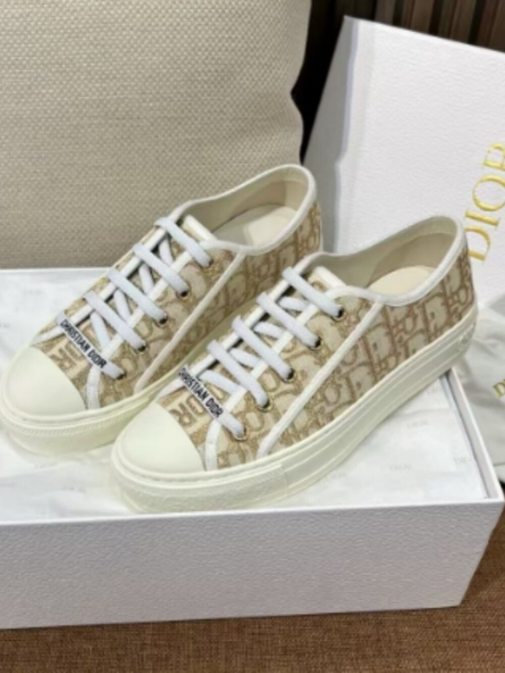 Dior Gold Platform Sneakers